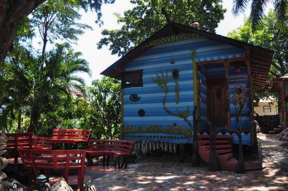Um dos quartos da nossa pousada em Utila, ilha no litoral norte de Honduras